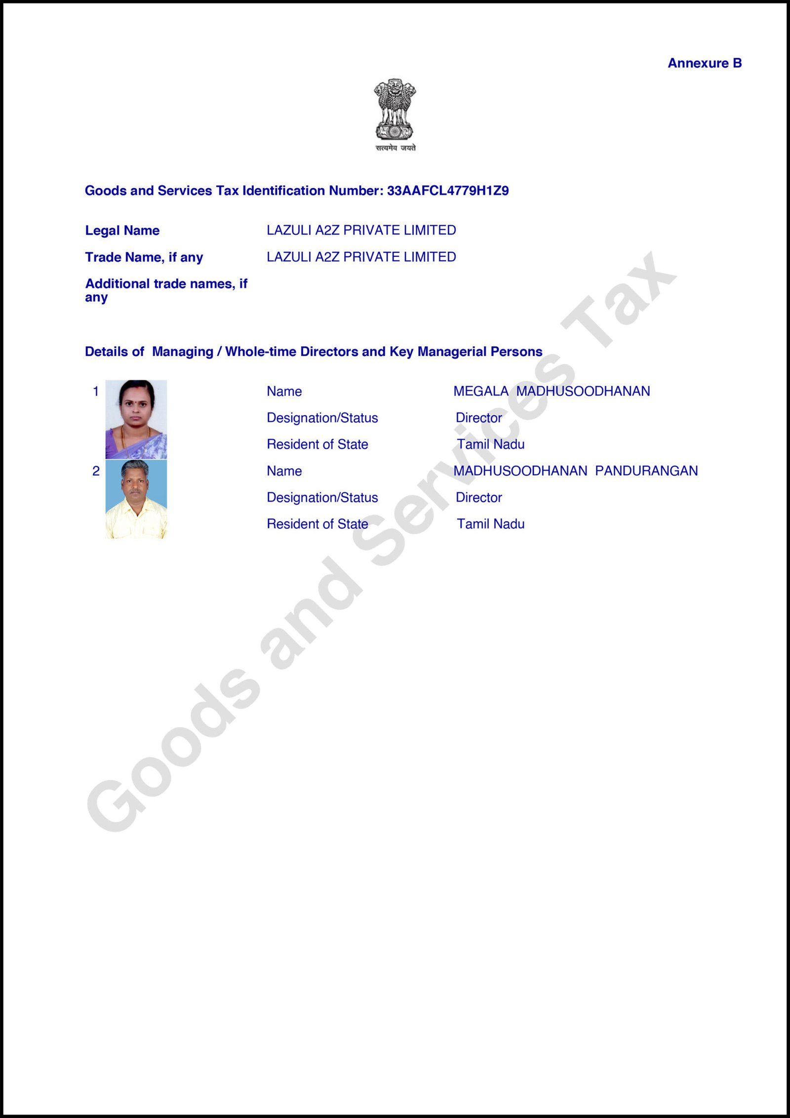 Lazuli A2Z Private Limited - GST-3